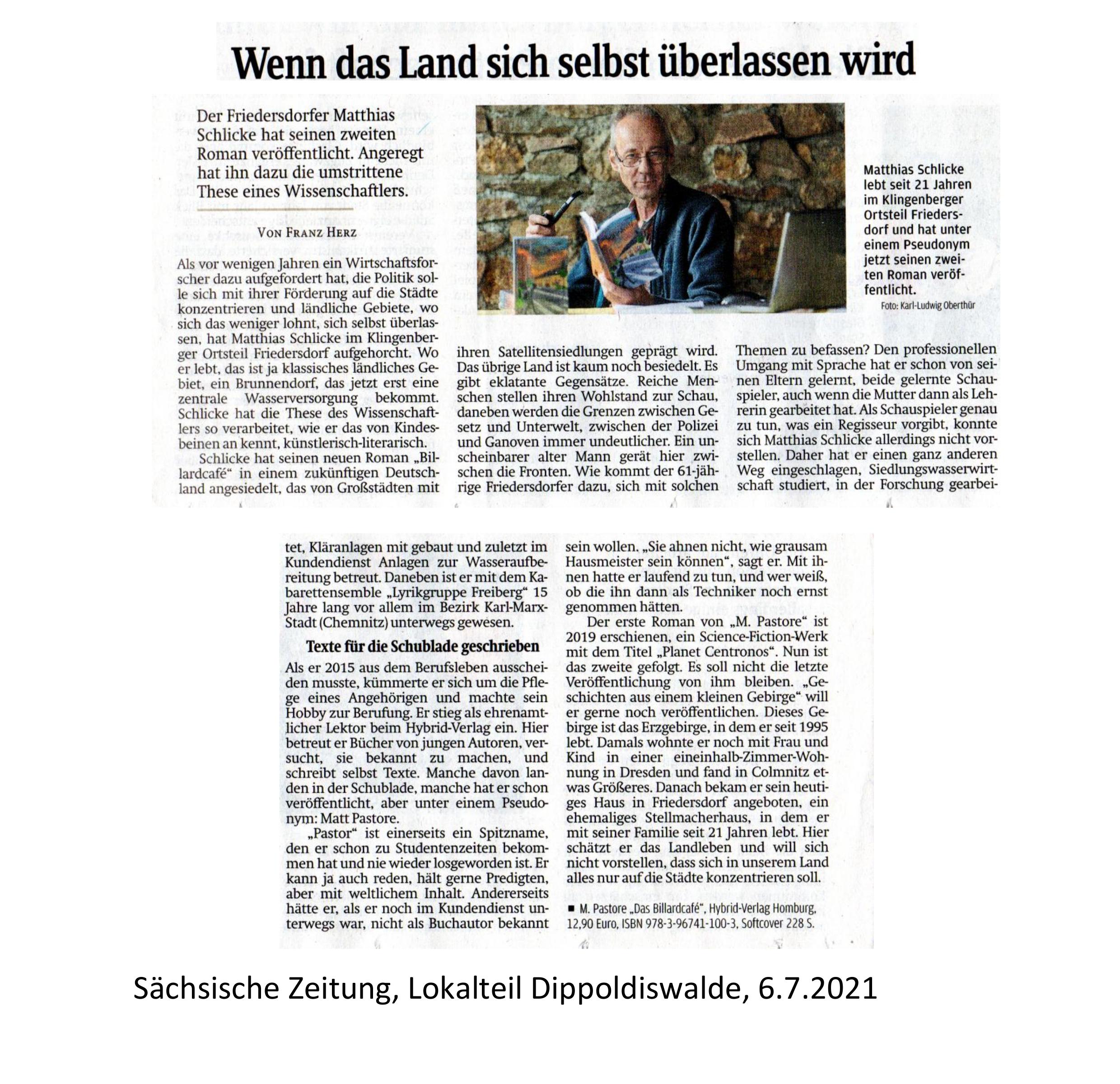 Artikel "Wenn das Land sich selbst überlassen wird" in der Sächsischen Zeitung